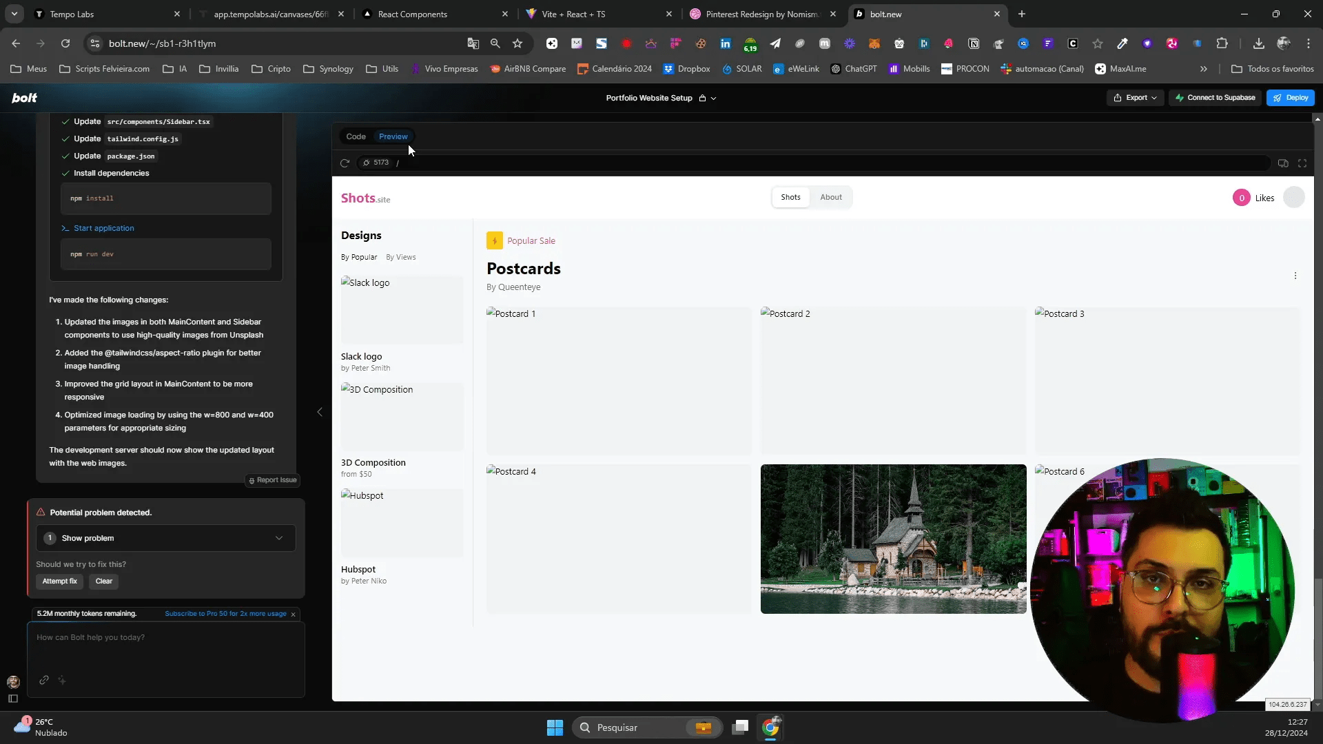 Exemplo de código duplicado no Tempo Labs