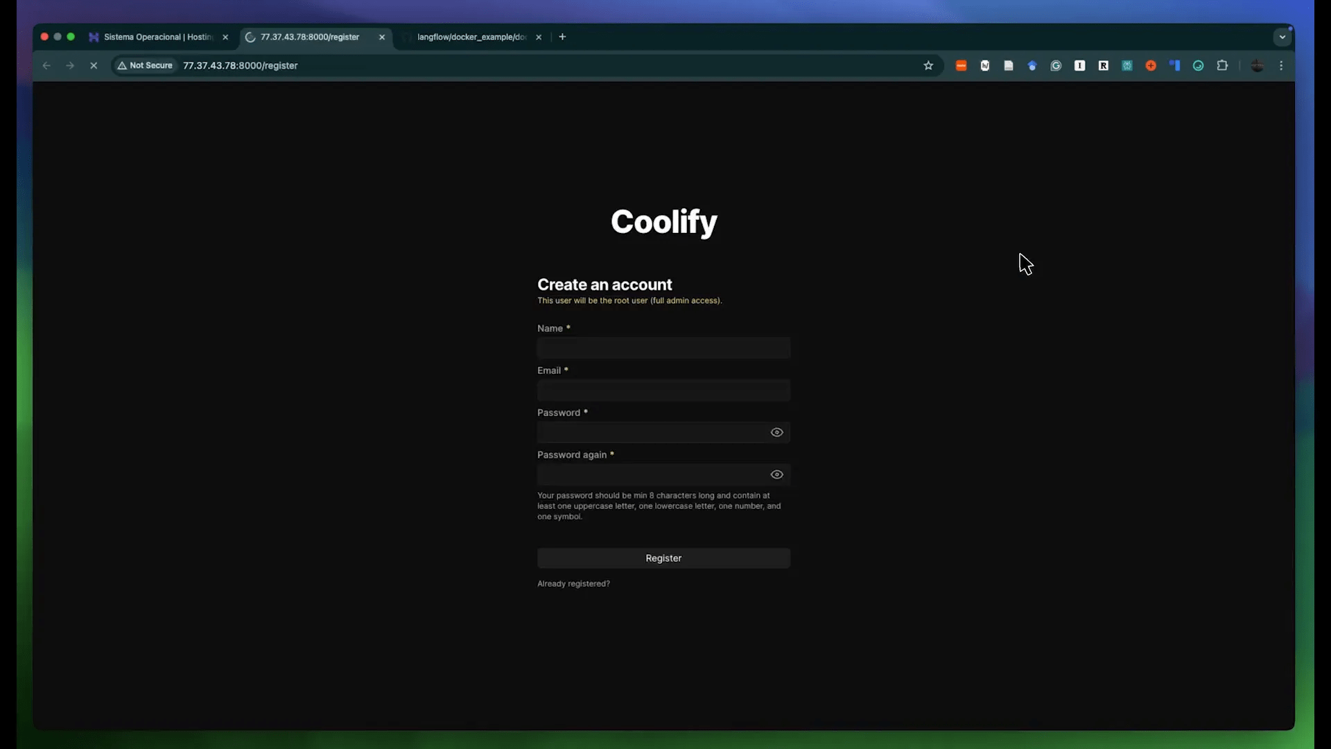 Instalando o Coolify