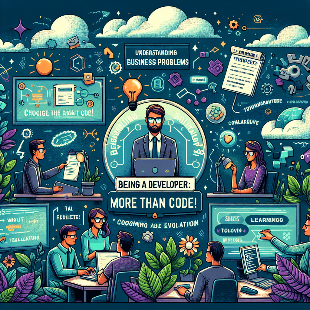 “Desmistificando a Programação: O Verdadeiro Papel do Desenvolvedor Vai Além do Código” — cover