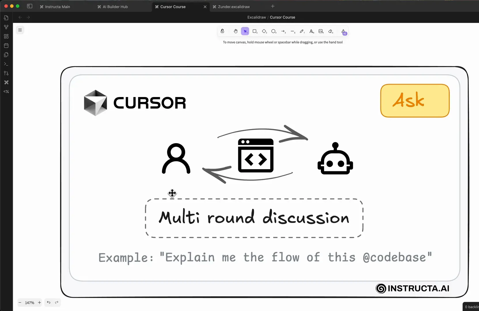 Modo Ask do Cursor para perguntas sobre o código