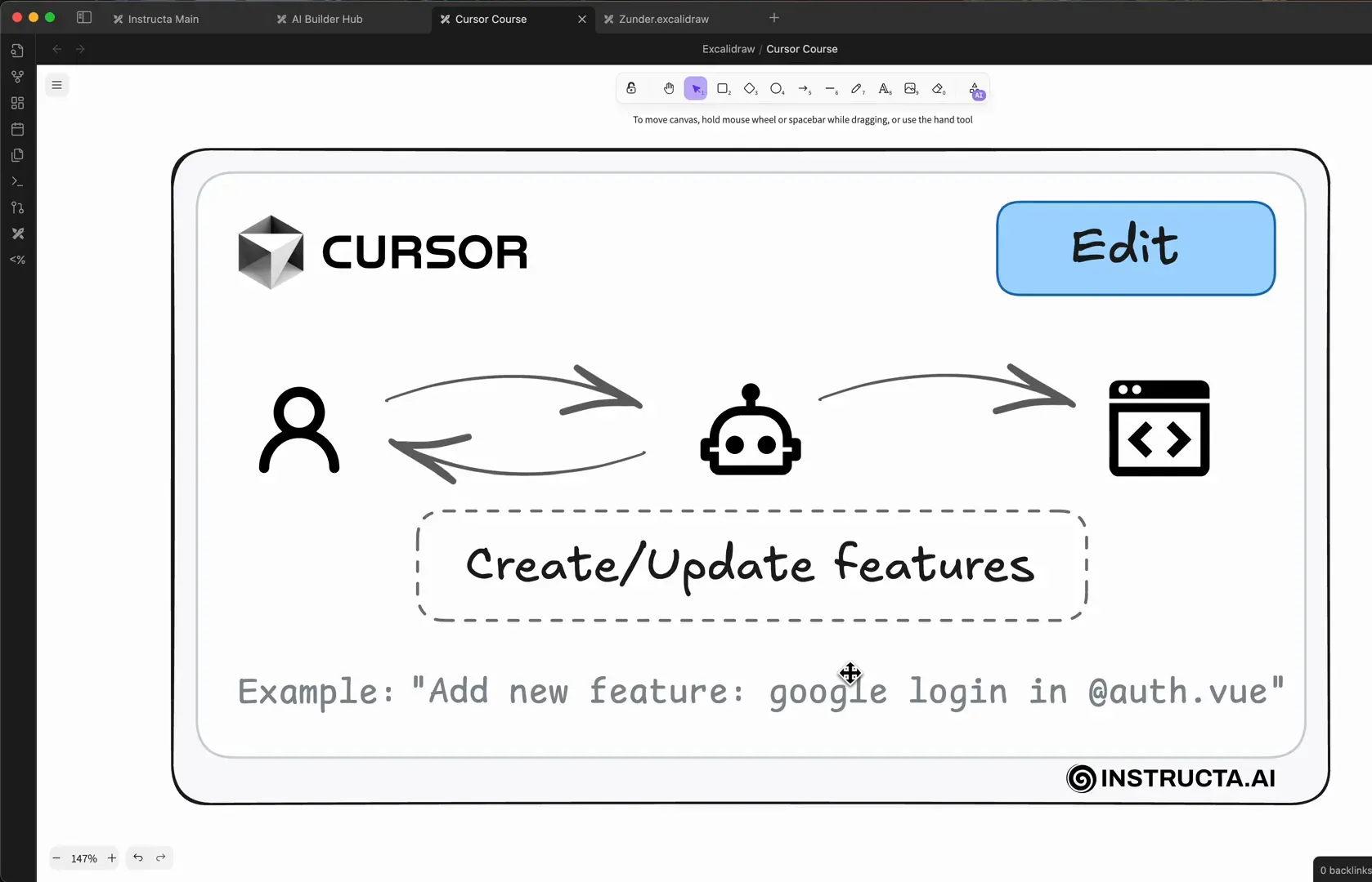 Modo Edit do Cursor para edição de código