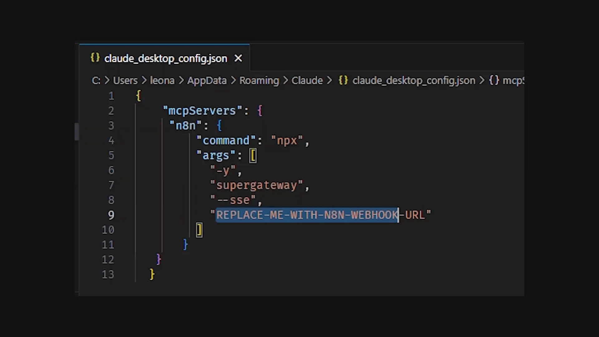 Configuração do arquivo JSON