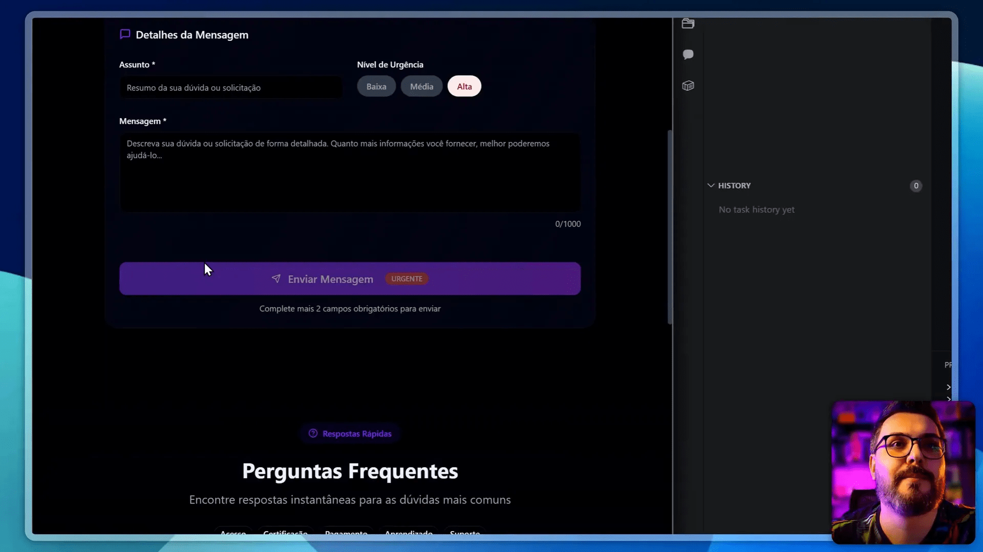 Qoder mostrando o resultado visual das correções de UI